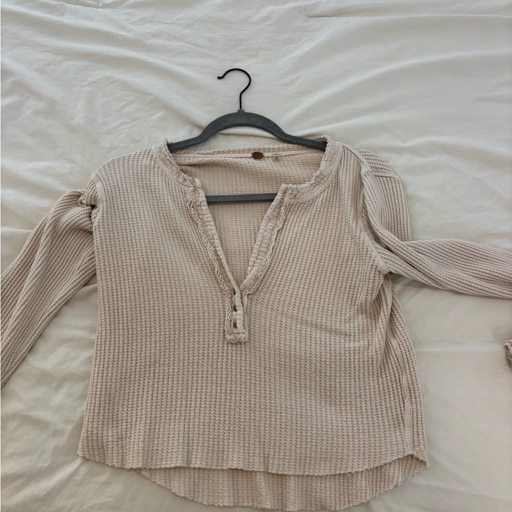 free people waffle knot top size small